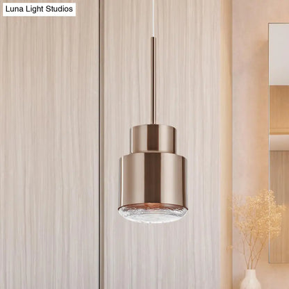 Post Modern Iron 1-Light Cylinder Pendant Ceiling Light in Gold/Bronze for Living Room