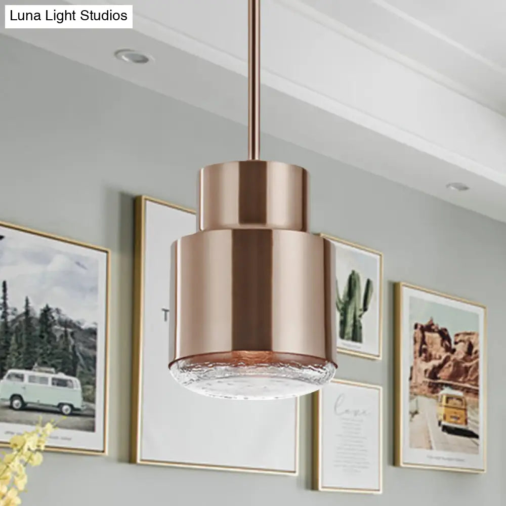 Post Modern Iron 1-Light Cylinder Pendant Ceiling Light in Gold/Bronze for Living Room