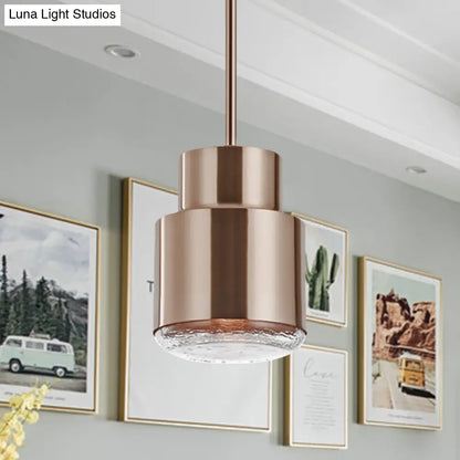 Post Modern Iron 1-Light Cylinder Pendant Ceiling Light in Gold/Bronze for Living Room