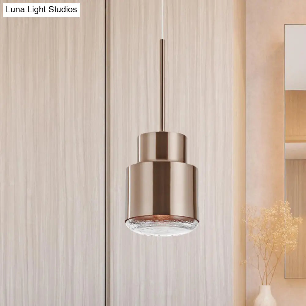 Post Modern Iron 1-Light Cylinder Pendant Ceiling Light in Gold/Bronze for Living Room