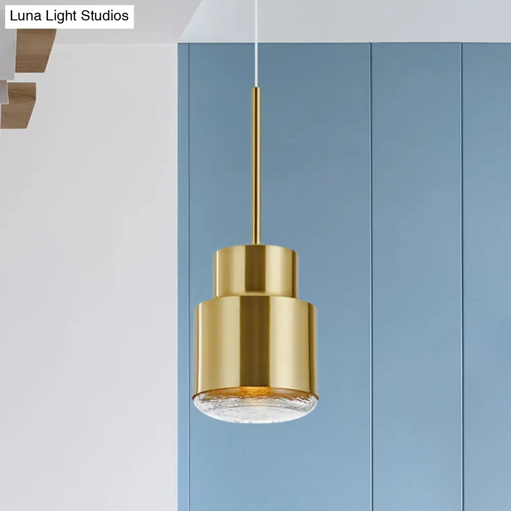 Post Modern Iron 1-Light Cylinder Pendant Ceiling Light in Gold/Bronze for Living Room