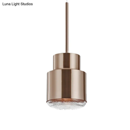 Post Modern Iron 1-Light Cylinder Pendant Ceiling Light in Gold/Bronze for Living Room