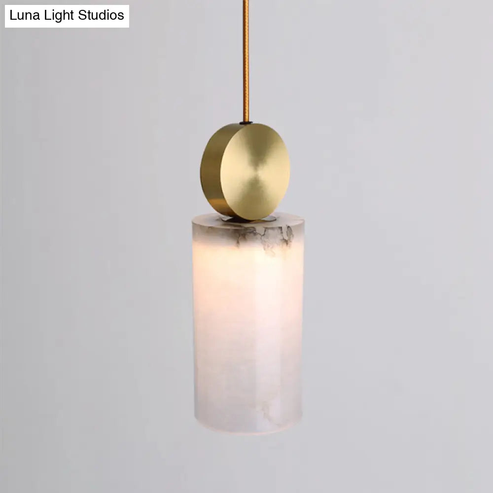 Post Modern Marble Pendant Lamp in White with Gold Top and 1 Head