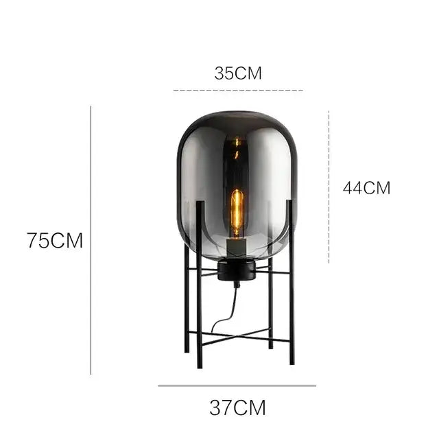 Postmodern amber glass ball floor lamp with smoked glass globe and black metal frame for living room decorbites glass ball