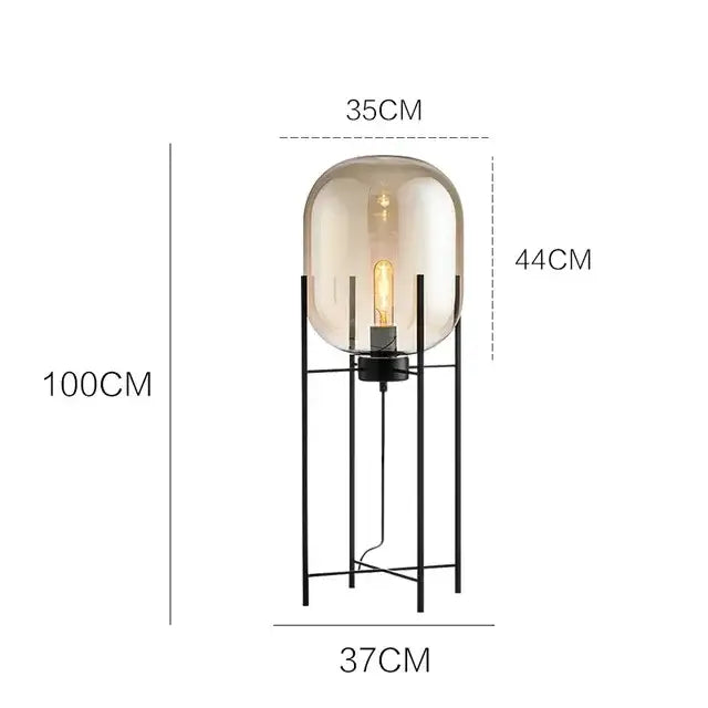 Postmodern amber glass ball floor lamp with smoked glass globe and black metal frame for living room decorbites glass ball