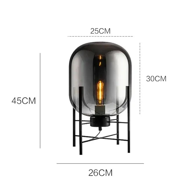 Modern black smoked glass table lamp with vintage filament bulb and minimalist metal stand for floor lamp decorbites glass ball decor
