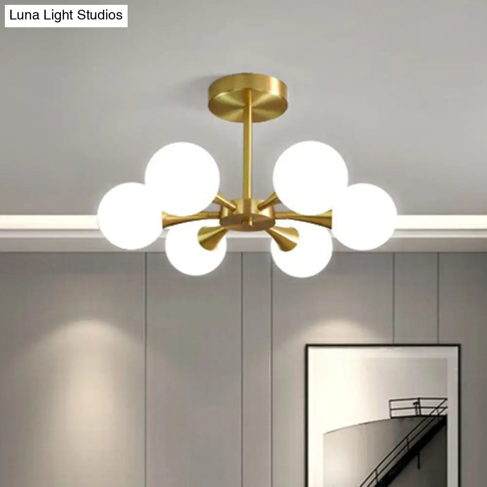 DecorBites™ DecorBites™ Postmodern Ball Glass Semi Flush Mount Ceiling Light with Brass Finish