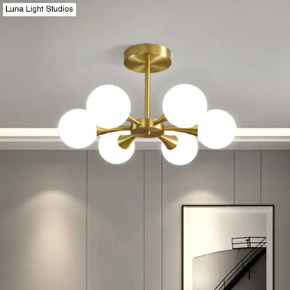 DecorBites™ DecorBites™ Postmodern Ball Glass Semi Flush Mount Ceiling Light with Brass Finish