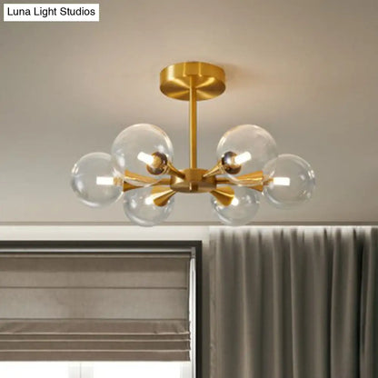 DecorBites™ DecorBites™ Postmodern Ball Glass Semi Flush Mount Ceiling Light with Brass Finish