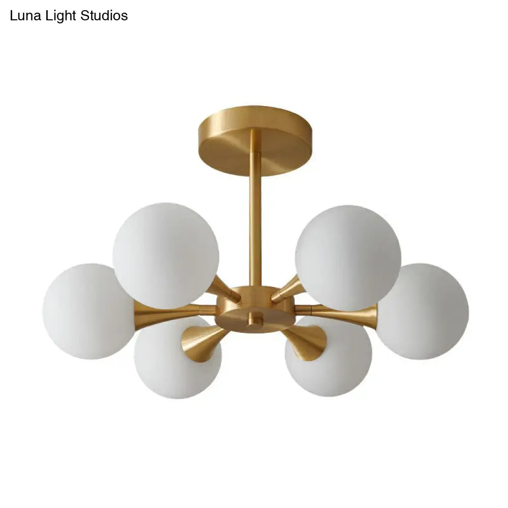 DecorBites™ DecorBites™ Postmodern Ball Glass Semi Flush Mount Ceiling Light with Brass Finish