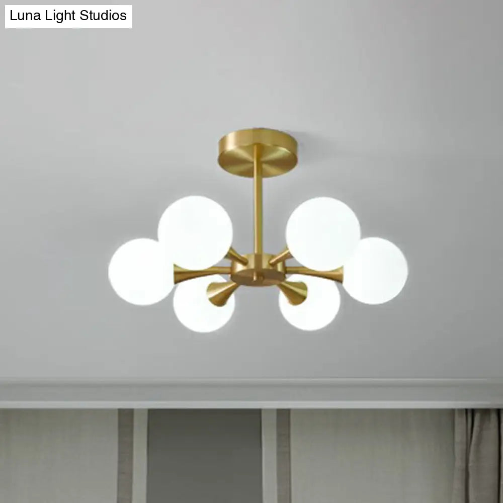 DecorBites™ DecorBites™ Postmodern Ball Glass Semi Flush Mount Ceiling Light with Brass Finish