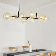 Modern black metal DecorBites postmodern island lighting chandelier with amber ball glass globe lights and adjustable cord