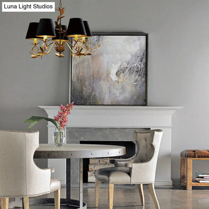 Lámpara de araña posmoderna negra y dorada - Lámpara colgante metálica de 5 luces