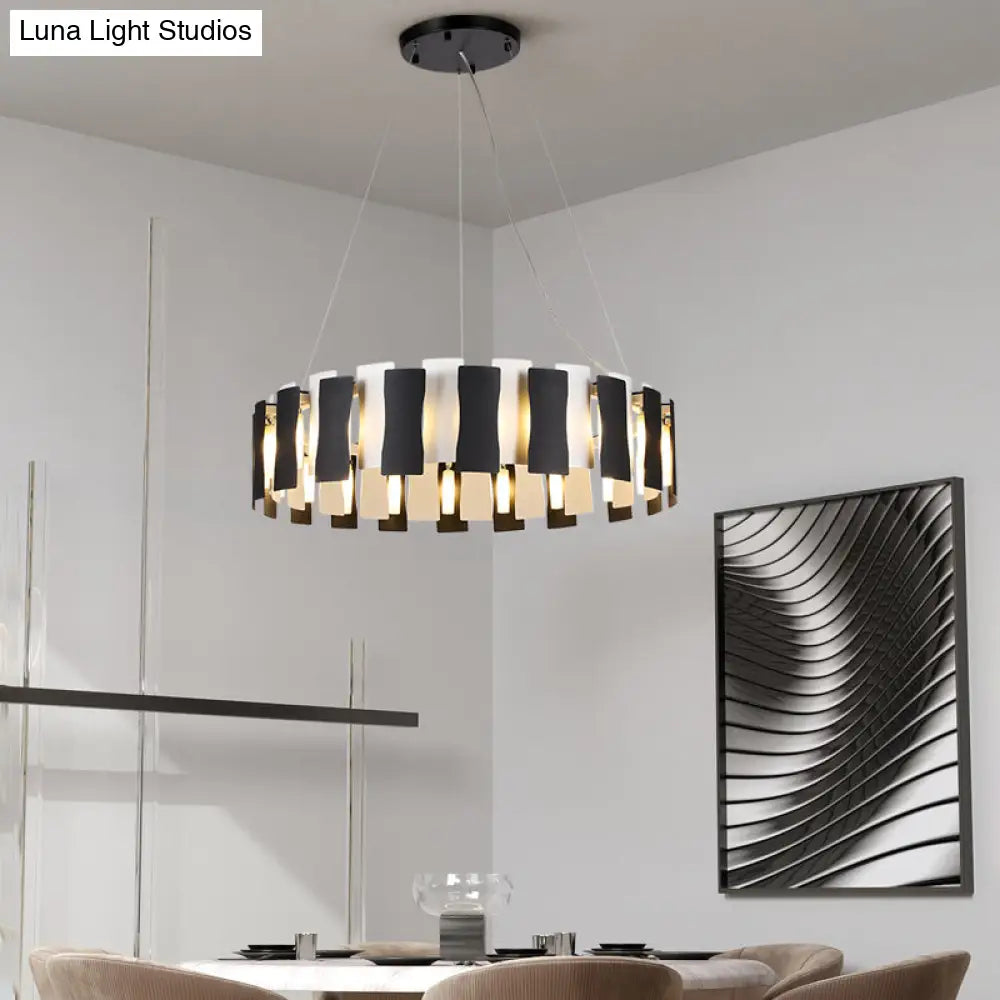 Postmodern Black and White Circular Chandelier Pendant Light for Living Room