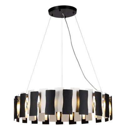 Postmodern Black and White Circular Chandelier Pendant Light for Living Room