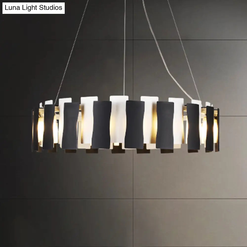 Postmodern Black and White Circular Chandelier Pendant Light for Living Room