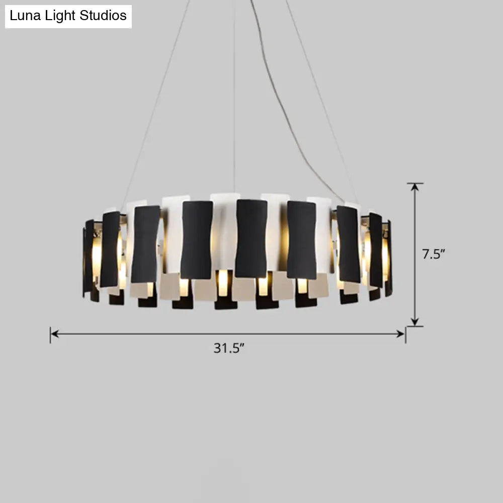 Postmodern Black and White Circular Chandelier Pendant Light for Living Room