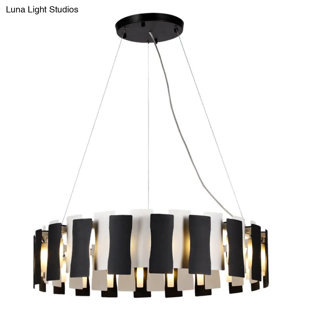 Postmodern Black and White Circular Chandelier Pendant Light for Living Room