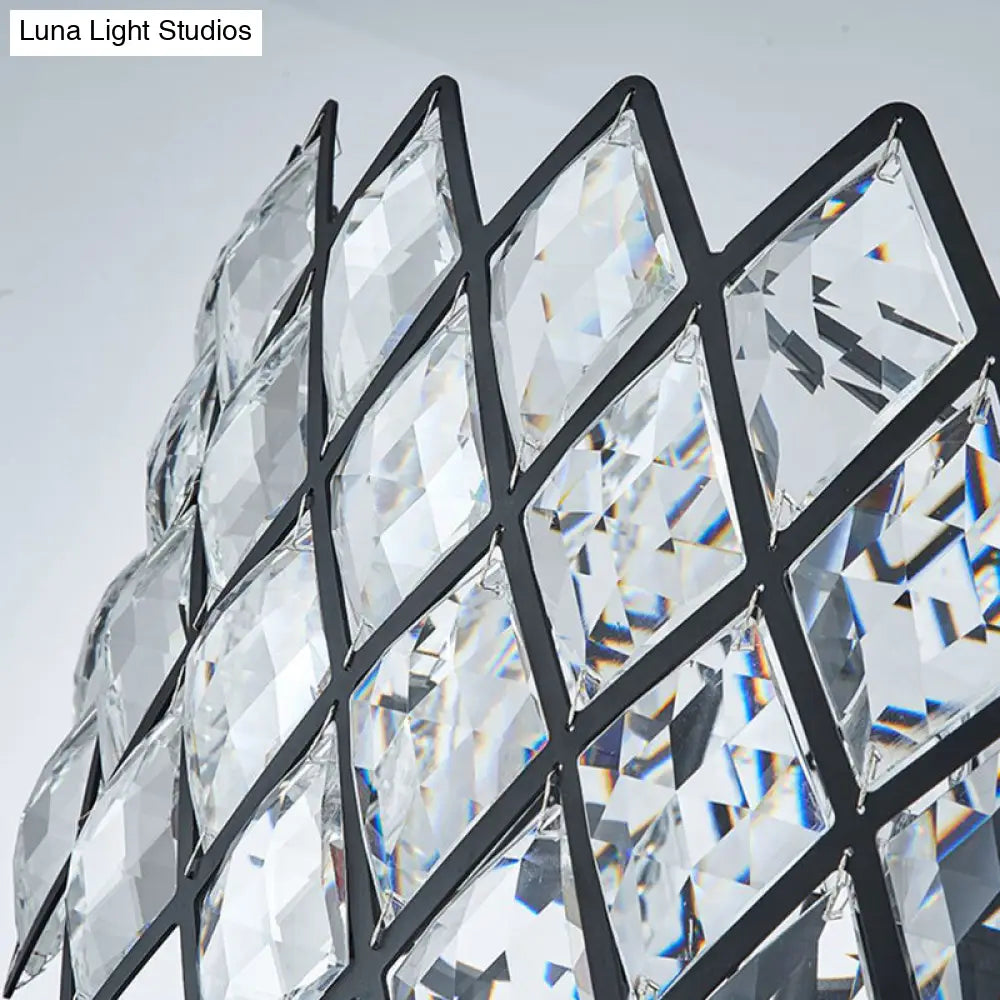 Lámpara de techo colgante posmoderna negra con pantalla de cristal cilíndrica - 8 luces para sala de estar