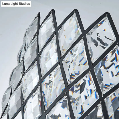 Lámpara de techo colgante posmoderna negra con pantalla de cristal cilíndrica - 8 luces para sala de estar