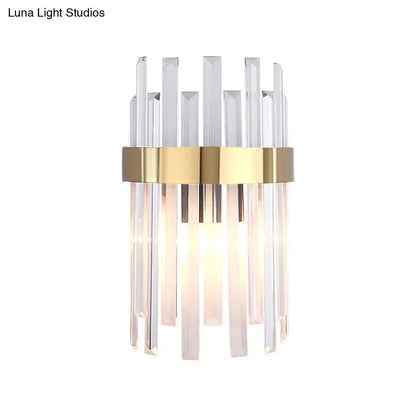 DecorBites™ DecorBites™ Postmodern Black/Gold Sconce Light Fixture with Crystal Rod Shade - 2 Heads Bedroom Wall Light