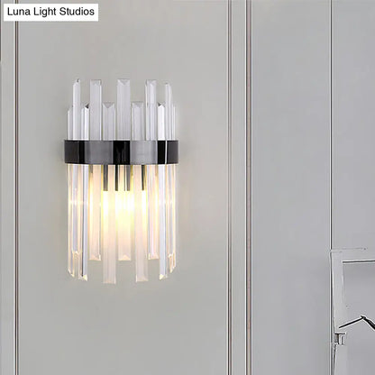 DecorBites™ DecorBites™ Postmodern Black/Gold Sconce Light Fixture with Crystal Rod Shade - 2 Heads Bedroom Wall Light