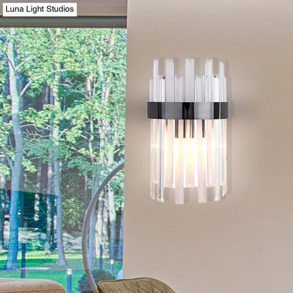 DecorBites™ DecorBites™ Postmodern Black/Gold Sconce Light Fixture with Crystal Rod Shade - 2 Heads Bedroom Wall Light