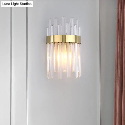 DecorBites™ DecorBites™ Postmodern Black/Gold Sconce Light Fixture with Crystal Rod Shade - 2 Heads Bedroom Wall Light