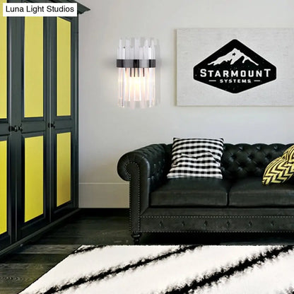 DecorBites™ DecorBites™ Postmodern Black/Gold Sconce Light Fixture with Crystal Rod Shade - 2 Heads Bedroom Wall Light