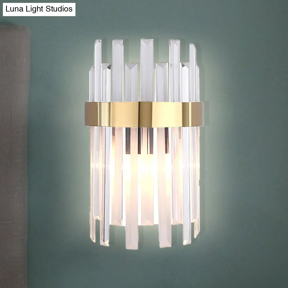 DecorBites™ DecorBites™ Postmodern Black/Gold Sconce Light Fixture with Crystal Rod Shade - 2 Heads Bedroom Wall Light