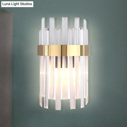 DecorBites™ DecorBites™ Postmodern Black/Gold Sconce Light Fixture with Crystal Rod Shade - 2 Heads Bedroom Wall Light