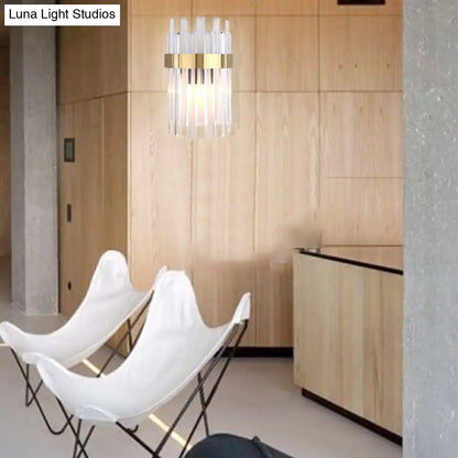 DecorBites™ DecorBites™ Postmodern Black/Gold Sconce Light Fixture with Crystal Rod Shade - 2 Heads Bedroom Wall Light