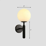 Postmodern black gold metal wall sconce with frosted glass globe for bedroom 110v-120v lighting fixture