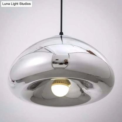 Postmodern Blown Glass Pendant Light - Recessed Shade, 1 Head - Ideal for Restaurants and Ceilings