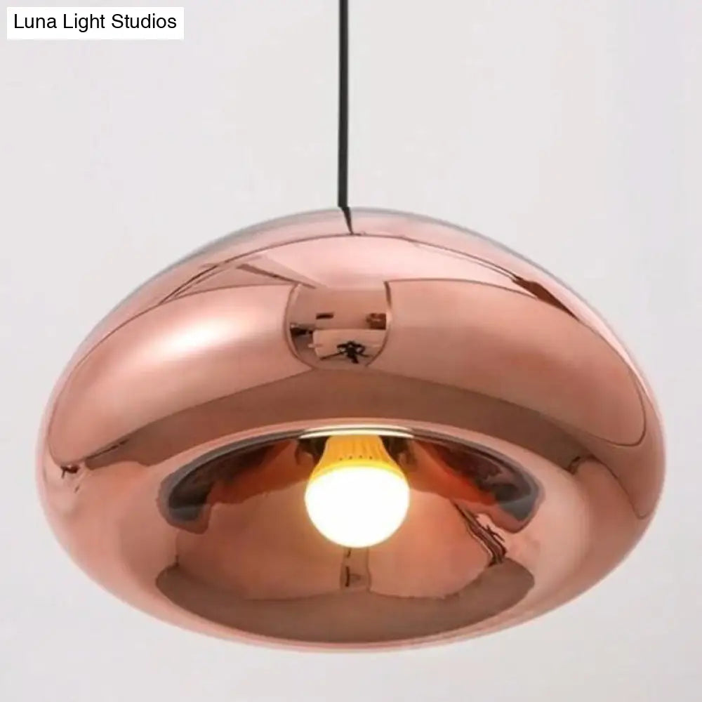 Postmodern Blown Glass Pendant Light - Recessed Shade, 1 Head - Ideal for Restaurants and Ceilings