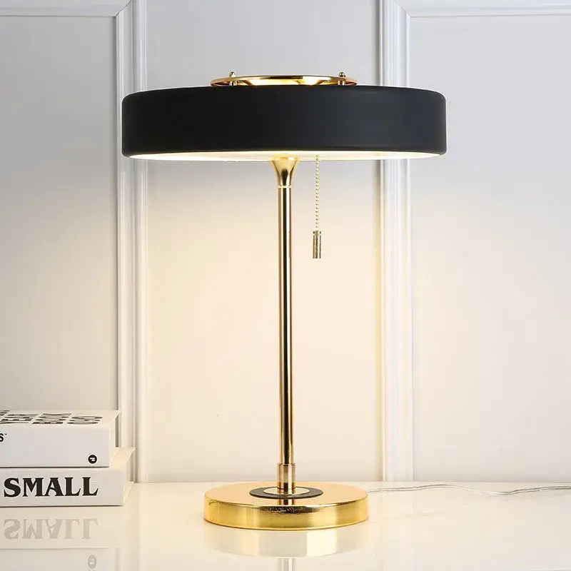 Modern black and gold led bedside table lamp with sleek minimalist design for bedroom decorbites led bedside use