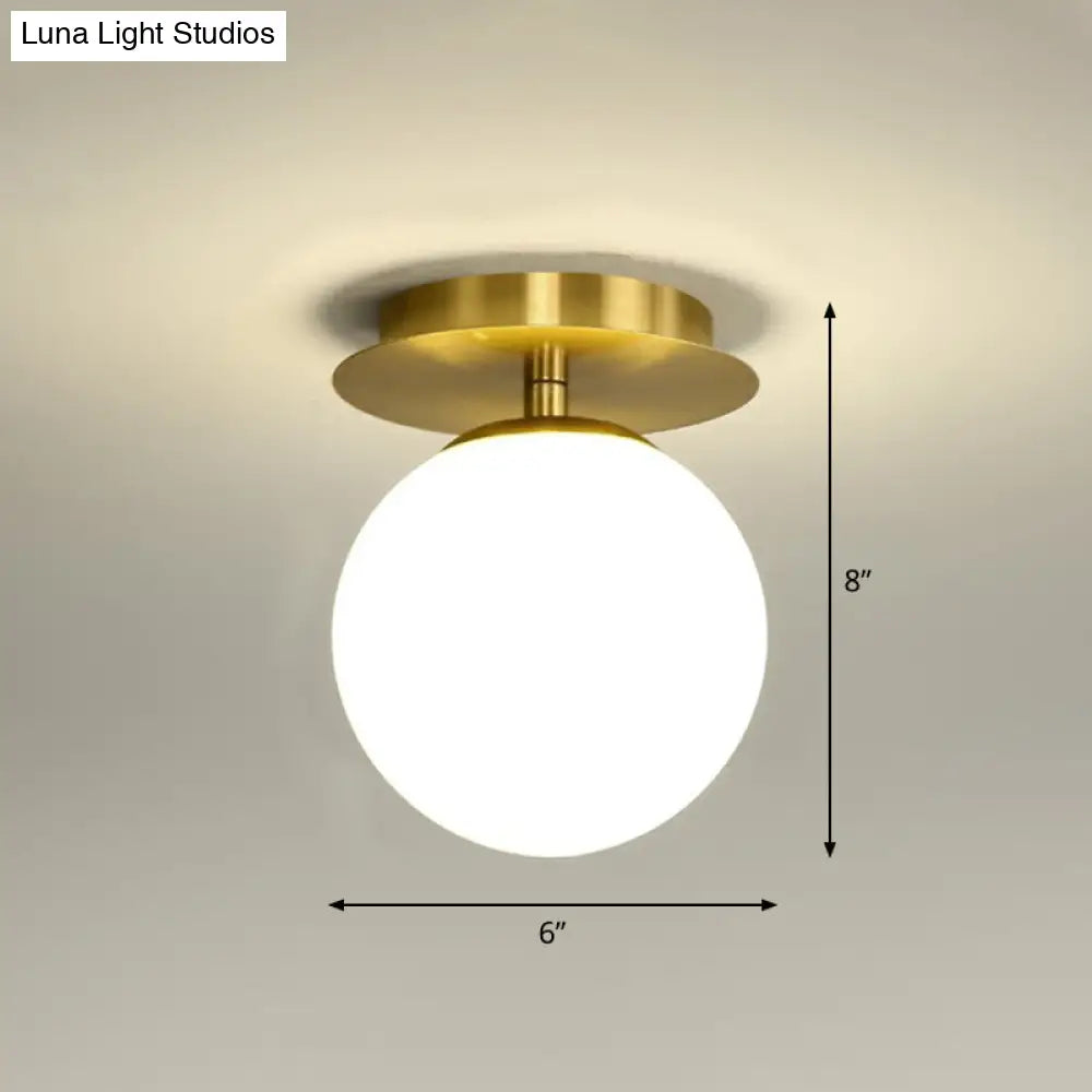 DecorBites™ DecorBites™ Postmodern Brass 1-Light Semi Flush Mount Ceiling Fixture with Glass Shade for Foyer