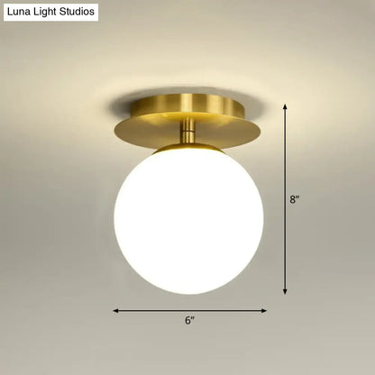 DecorBites™ DecorBites™ Postmodern Brass 1-Light Semi Flush Mount Ceiling Fixture with Glass Shade for Foyer