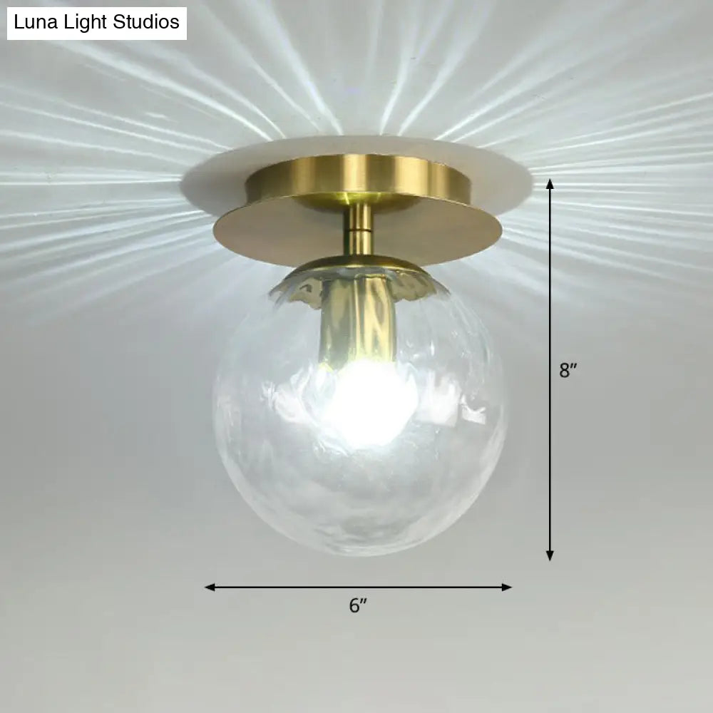 DecorBites™ DecorBites™ Postmodern Brass 1-Light Semi Flush Mount Ceiling Fixture with Glass Shade for Foyer