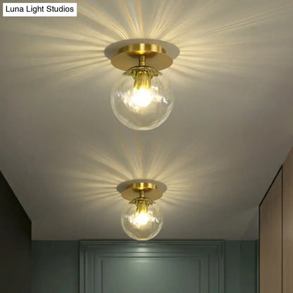 DecorBites™ DecorBites™ Postmodern Brass 1-Light Semi Flush Mount Ceiling Fixture with Glass Shade for Foyer