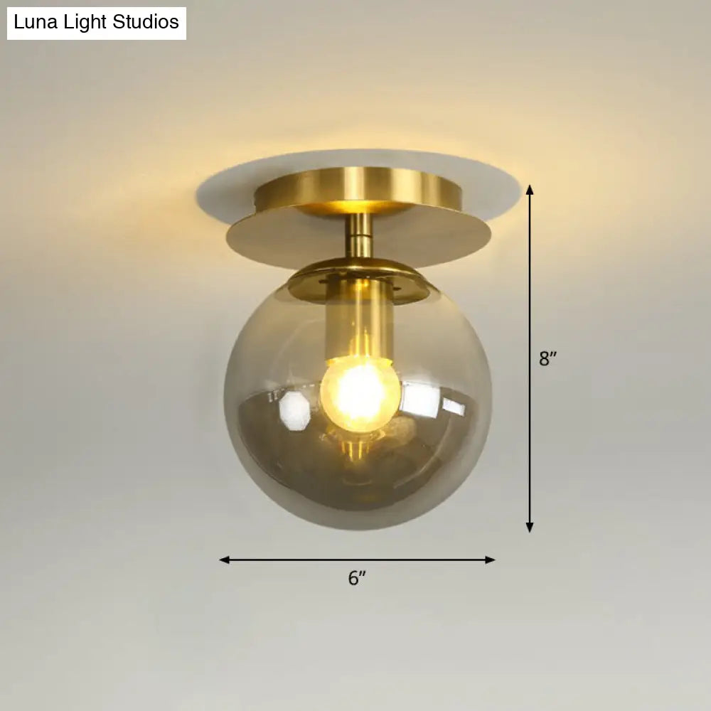 DecorBites™ DecorBites™ Postmodern Brass 1-Light Semi Flush Mount Ceiling Fixture with Glass Shade for Foyer