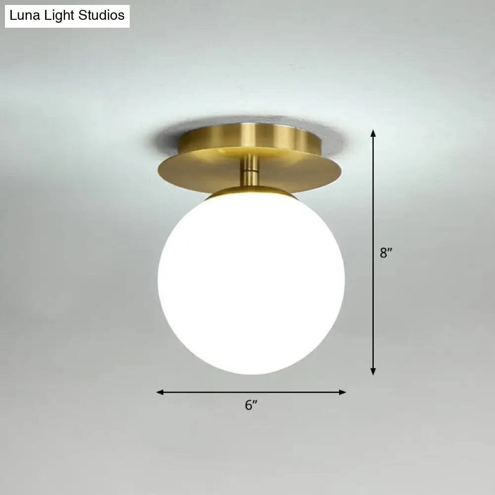 DecorBites™ DecorBites™ Postmodern Brass 1-Light Semi Flush Mount Ceiling Fixture with Glass Shade for Foyer