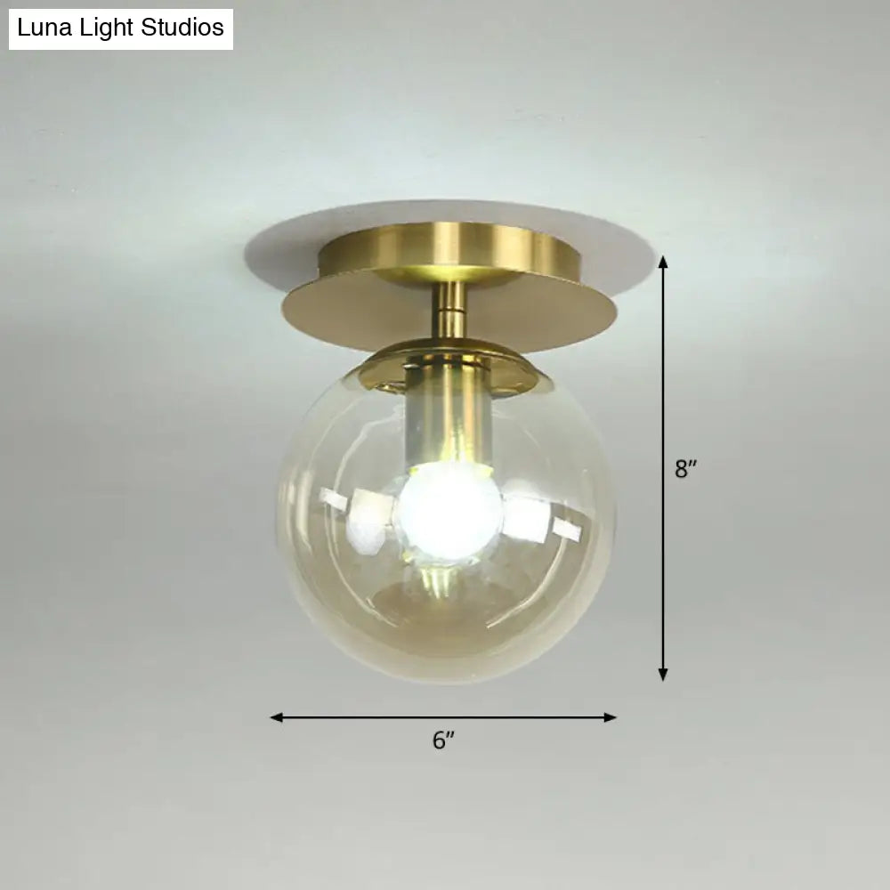 DecorBites™ DecorBites™ Postmodern Brass 1-Light Semi Flush Mount Ceiling Fixture with Glass Shade for Foyer