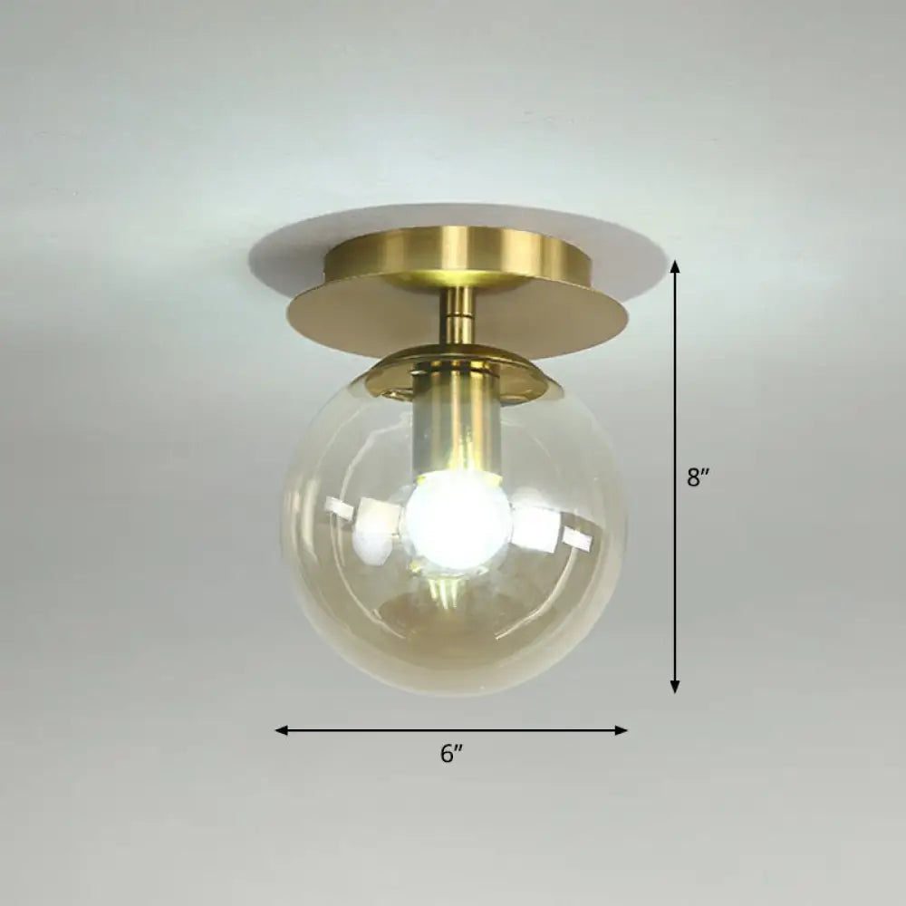 DecorBites™ DecorBites™ Postmodern Brass 1-Light Semi Flush Mount Ceiling Fixture with Glass Shade for Foyer