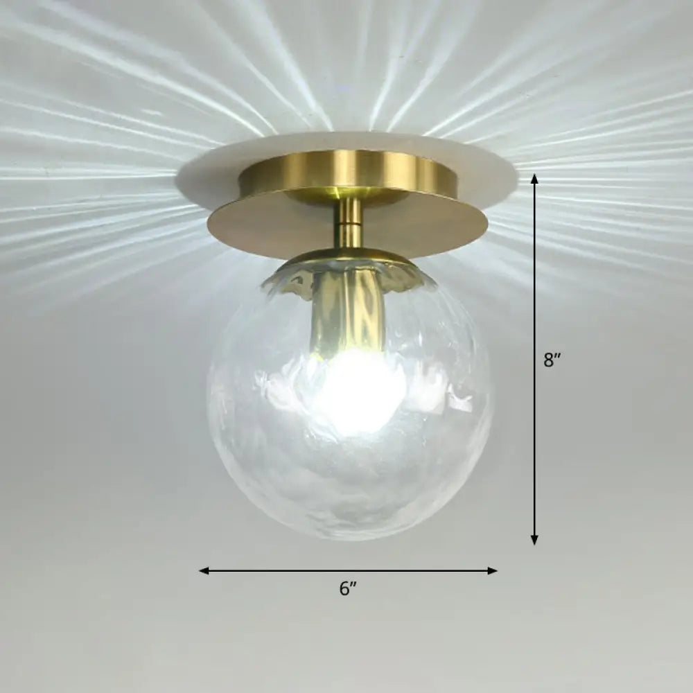 DecorBites™ DecorBites™ Postmodern Brass 1-Light Semi Flush Mount Ceiling Fixture with Glass Shade for Foyer