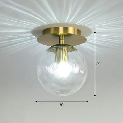 DecorBites™ DecorBites™ Postmodern Brass 1-Light Semi Flush Mount Ceiling Fixture with Glass Shade for Foyer