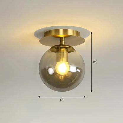 DecorBites™ DecorBites™ Postmodern Brass 1-Light Semi Flush Mount Ceiling Fixture with Glass Shade for Foyer