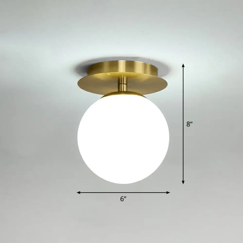 DecorBites™ DecorBites™ Postmodern Brass 1-Light Semi Flush Mount Ceiling Fixture with Glass Shade for Foyer