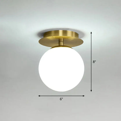 DecorBites™ DecorBites™ Postmodern Brass 1-Light Semi Flush Mount Ceiling Fixture with Glass Shade for Foyer