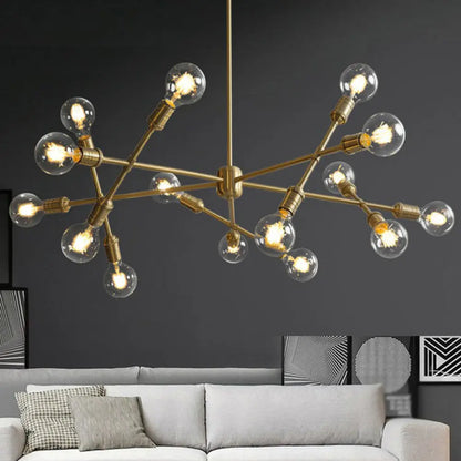 Postmodern Brass Crossed Line Pendant Chandelier - Stylish Metal Ceiling Light for Living Room